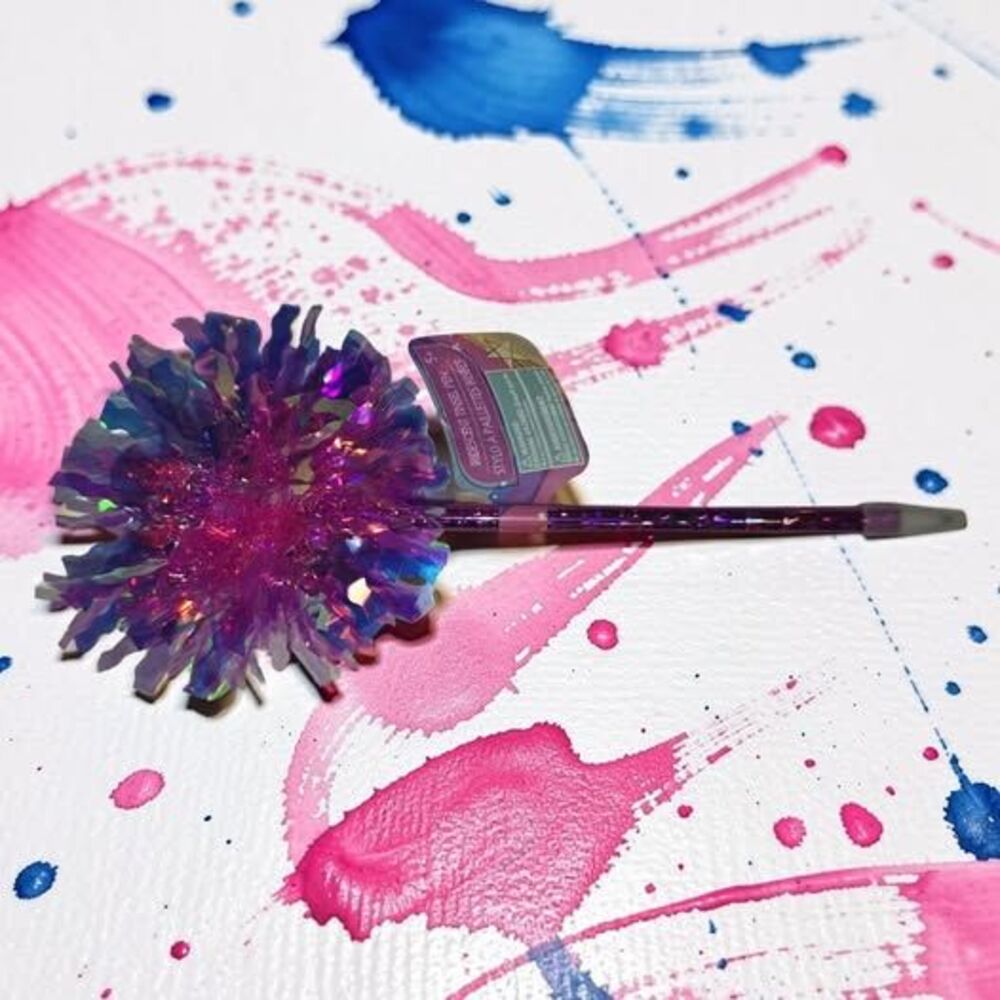 Holographic Pom Pen with Pink and Blue Accents
